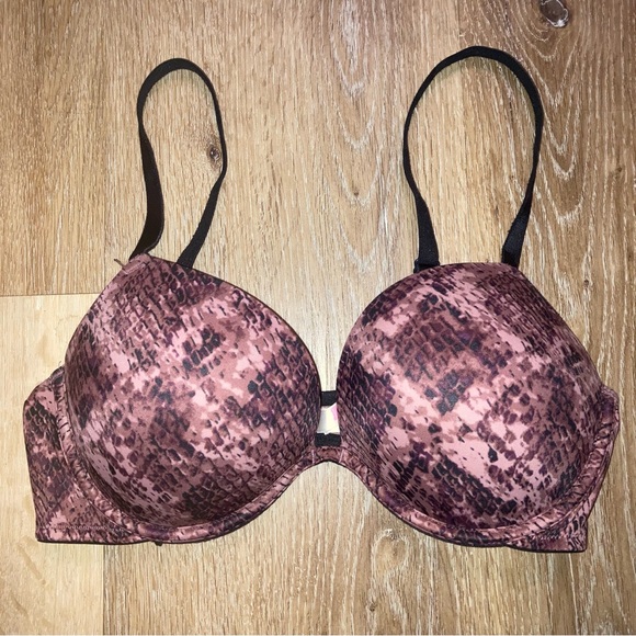 VS Pink 36C Pink and Black Snakeskin Print Wear Everywhere Push-Up Bra - Picture 1 of 5
